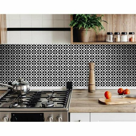 GFANCY FIXTURES 8 x 8 in. Black & White Medeci Peel & Stick Removable Tiles GF3099834